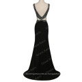 Grace Karin Ärmellos Sexy Backless Long Perlen Stretchy Schwarz Abendkleid CL6096-1 #